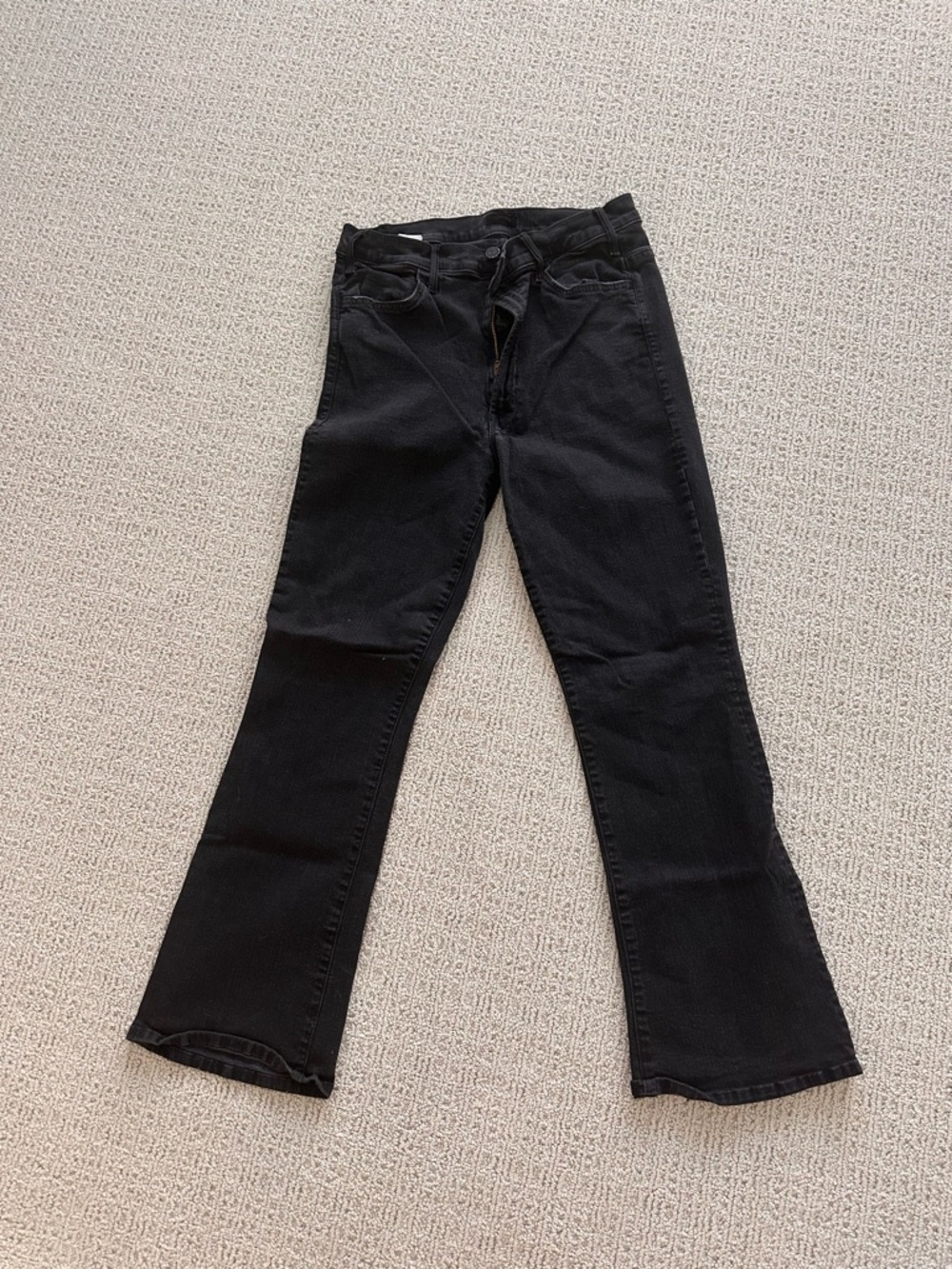 MOTHER Black cropped Flare Jeans